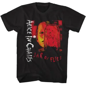 Alice In Chains Jar Of Flies Black T-Shirt - 100% Preshrunk Cotton Unisex Crewneck - Soft Breathable Midweight Fabric - Eco-Friendly Inks - Made in USA - Classic