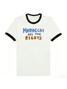 Mordecai And The Rigbys Unisex Ringer Tee Cosplay Cartoon Shirt Rock Band Summer Men'S and Women'S Fashionable