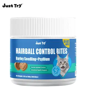 Just Try Cat Grass Hairball Relief Treats – Pumpkin & Omega-3 Fish Oil for Digestive Support, Chicken Flavor Hairball Treatment for Cats, 300 Count