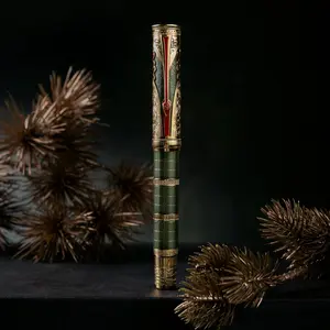 Stylish Fountain Pen - Retro Chinese Totem Engraving, Smooth Writing - Pen Box Set