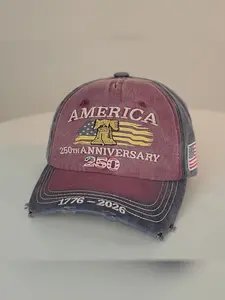 American 250th Anniversary Embroidered Baseball Cap, Classic Vintage Design, High-Quality Cotton, Breathable, Upf50+, Sun Protection Hat, Dad Gift Cap