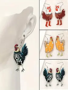 Novelty Chicken Dangle Earrings - Whimsical Animal Design | Funny Statement Jewelry | Playful Fashion Accessory for Women | Chic Gorgeous Jewelry