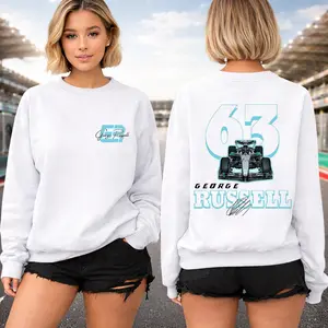 George Russell 2-Side Signature Sweatshirt, Russell 63 Racing Car Graphic Wash Shirt, Autograph Hoodie, Gift For Fan, Gift For Him And Her