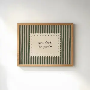 You Look So Good Print  Green Striped Bathroom Decor  Minimalist Neutral Affirmation Wall Art