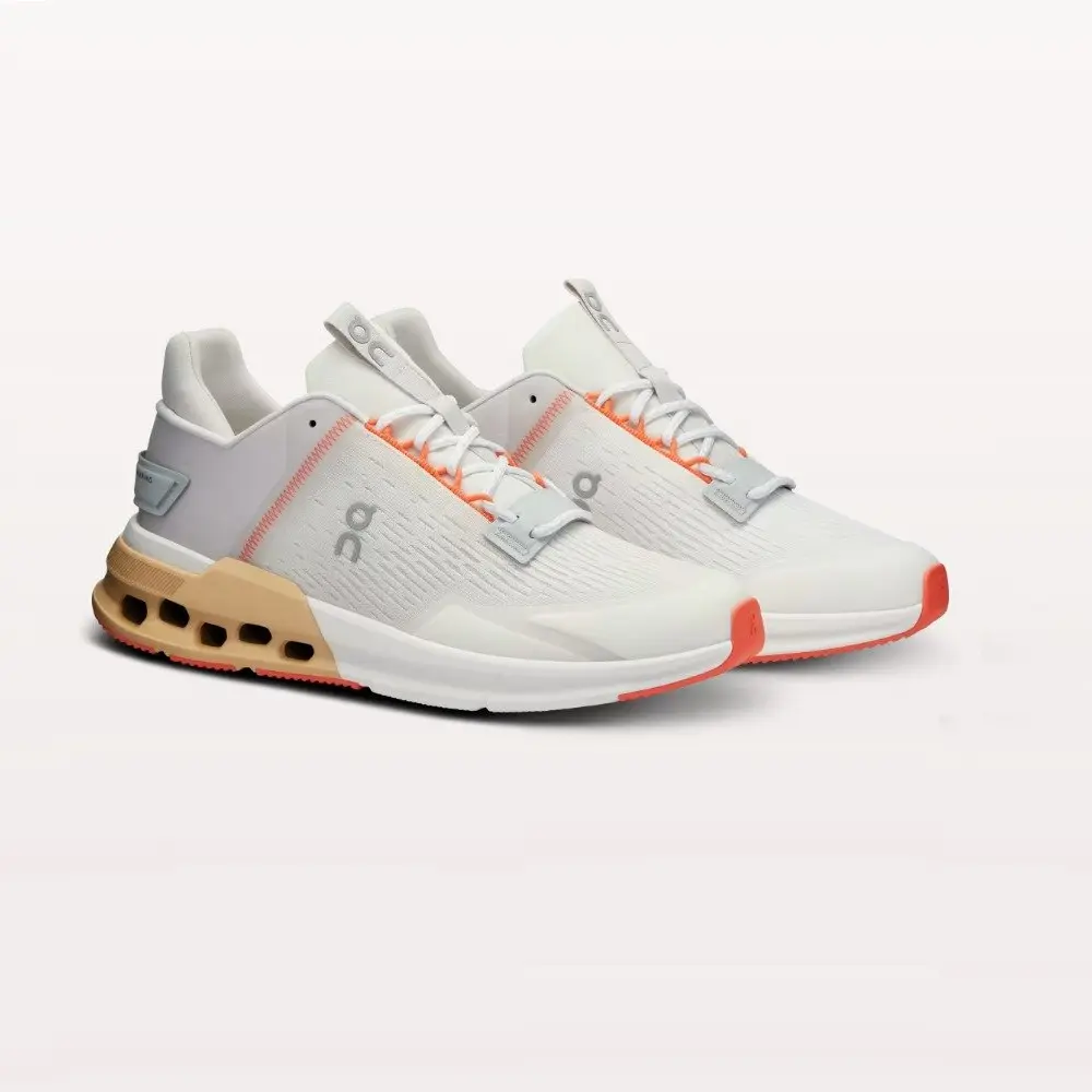On Women Cloudnova Flux Shoes - Made To Move with A Sleek New Look, This Shoe Redefines All Day Wear (Undyed White & Savannah)