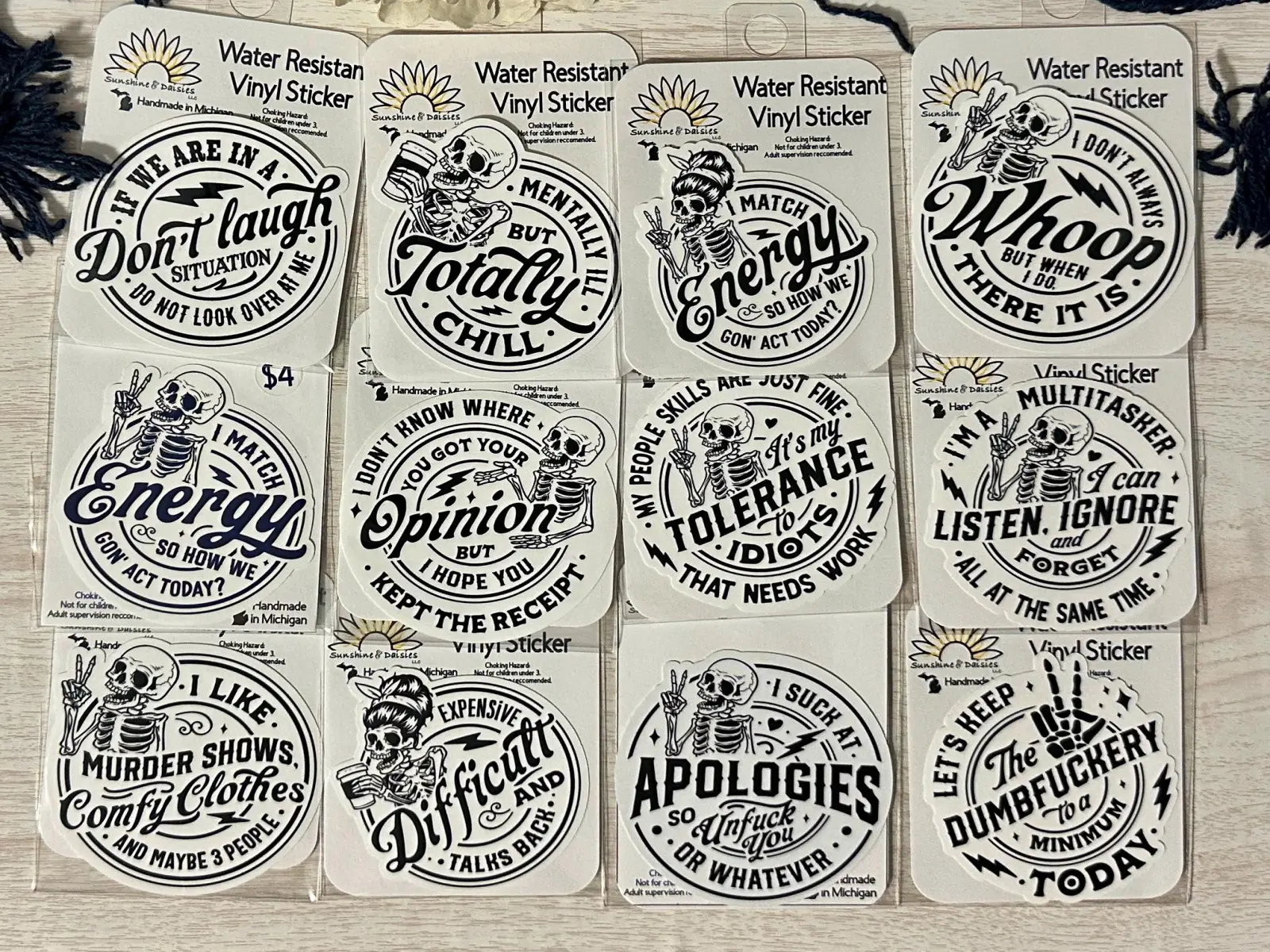 Sarscatic Skeleton Stickers: Waterproof Vinyl Decal for Laptops, Water Bottles, Notebooks, EReader, Tablet