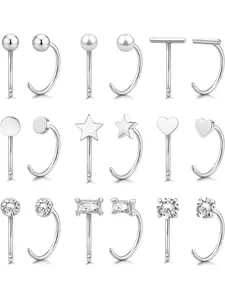 9 Pairs 14K Gold Stay Close Hoop Huggie Half Hoop Earrings Cartilage Helix Open Hugging for Women | Hypoallergenic 316L Stainless Steel Jewelry Set Trending Women's Day Gifts