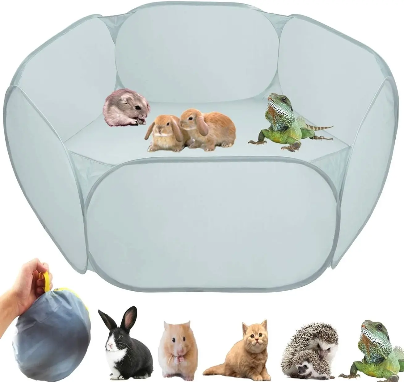 Small Animal Cage Tent Playpen with Fabric,Reptiles Cage,Breathable Transparent Pet Playpen Pop Open Outdoor/Indoor Exercise Fence