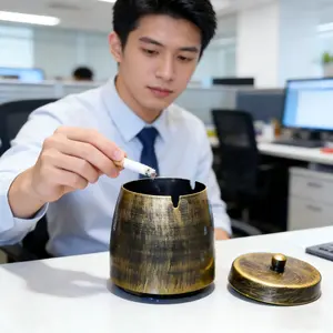 Vintage Iron Ashtray, Easy Clean, Suitable for Home, Hotel, Bar, Office, Rainproof, Anti-Slip, Windproof, No Smoke, Perfect Gift