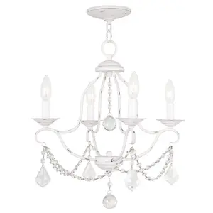 4 Light Antique White Mini Chandelier with Steel base material