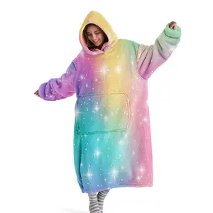 hoodie blanket, Wearable Blanket, Colorful Hooded Blanket Sweatshirt, Wearable Throw, Loose Fit Long Sleeve with Pocket, Fall & Winter, Birthday Gift, Christmas Present，Christmas Gift,Valentine's Day gift, Cozy Hooded Blanket