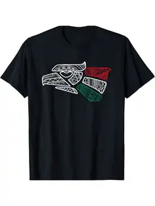 AESS Mexico Flag - Mexican Eagle Style, Loose-Fit T-Shirts,Moisture-Wicking T-Shirts,Contemporary Street Style,Manfinity Men,Valentine's Day