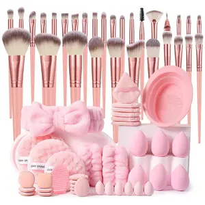68PCS Professional All-in-One Makeup Tools Set, 30PCS Makeup Brushes, Makeup Sponges, Triangle Powder Puffs, Mini Air Cushion Puffs, Facial Cleansing Sponges, Hair Tie, Hand Bowl Straps and Brush Cleaning Tools, Travel Essentials Perfect Gifts for Women