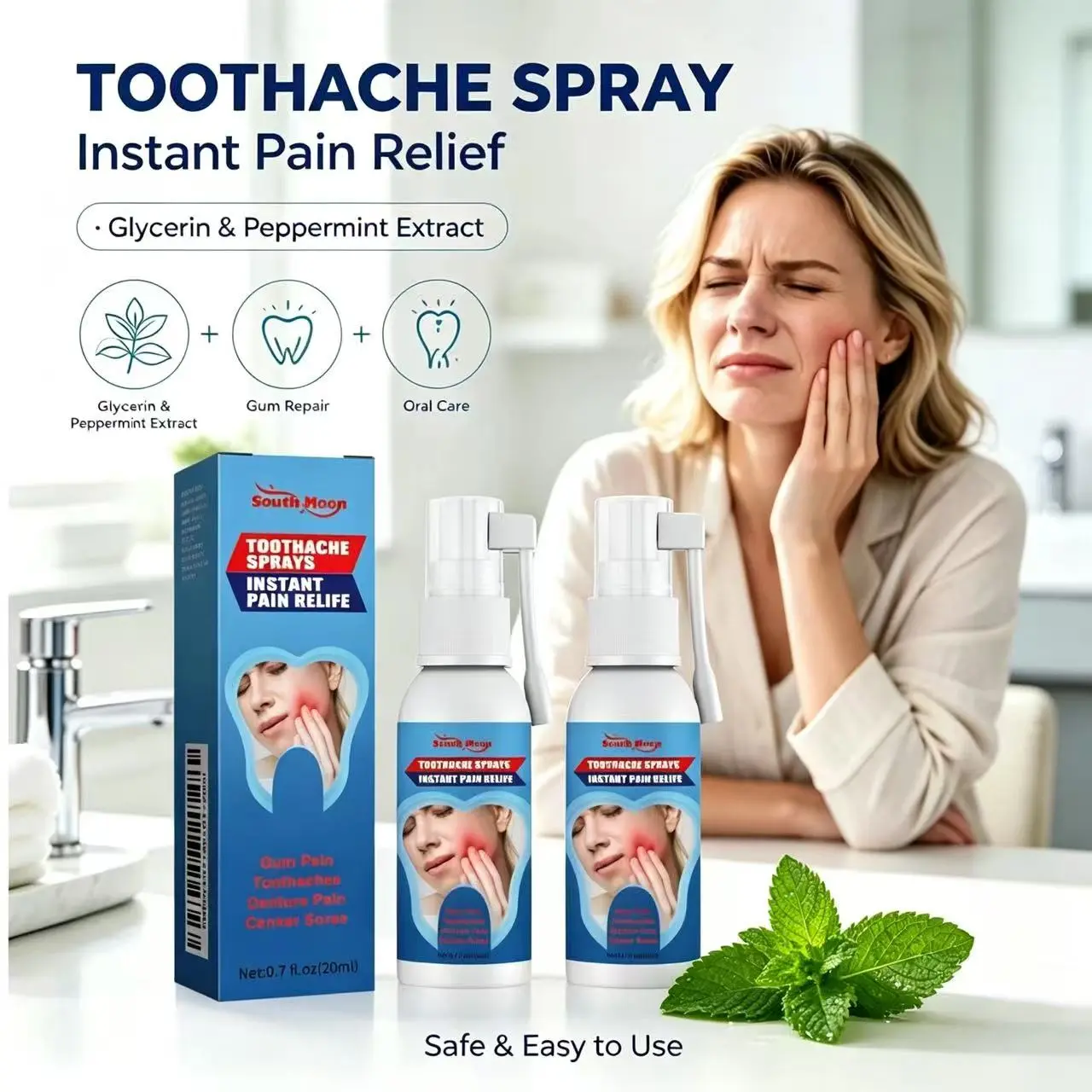 【3-Bottle Pack】Multifunctional Portable Oral Spray — Quickly relieves toothache and sensitivity symptoms, eliminates bad breath, provides gum care, helps prevent cavities, gentle everyday oral gum soothing spray, gum care oral spray