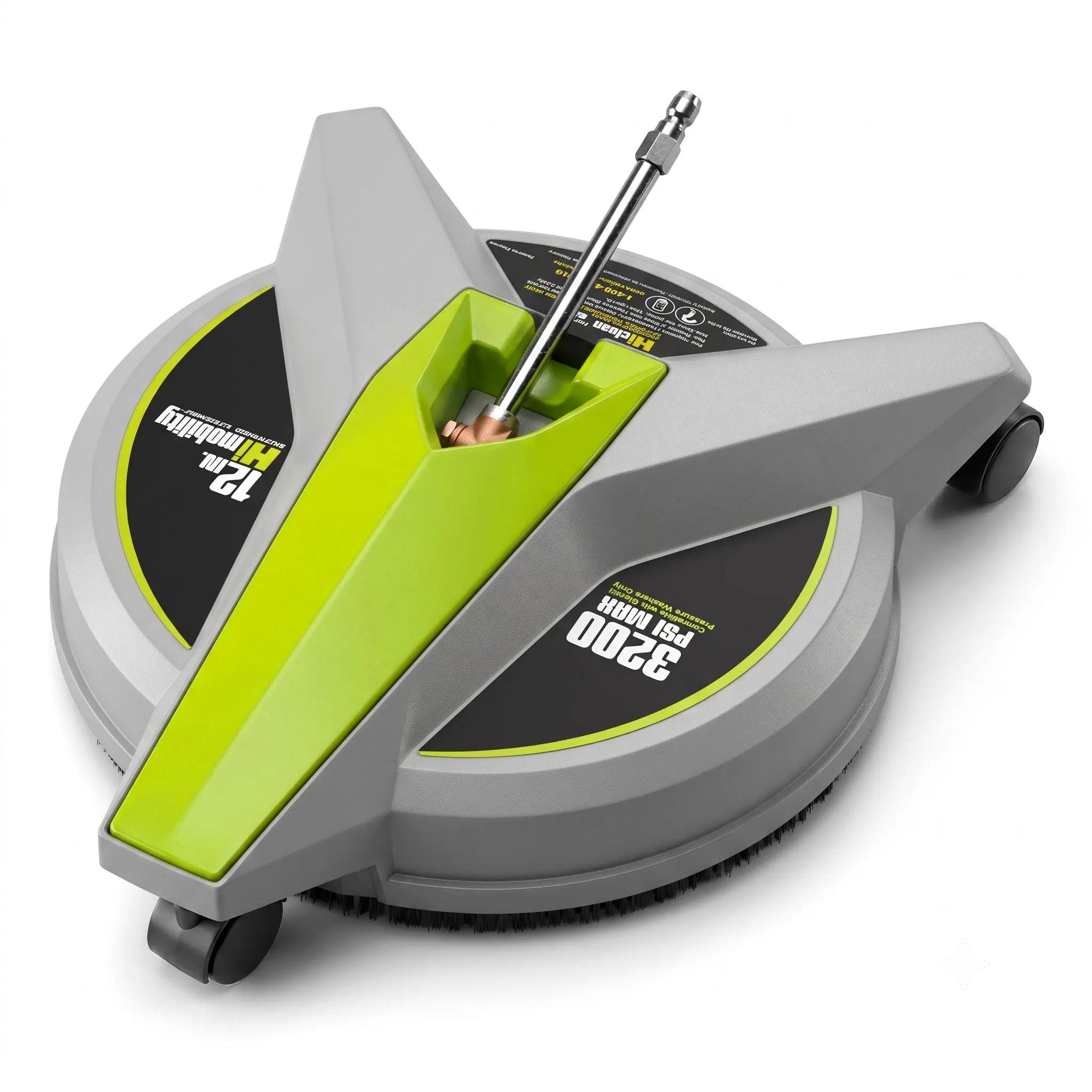 Hiclean Electric Pressure Washer Surface Cleaner with Wheels, 12" Wide Attachment