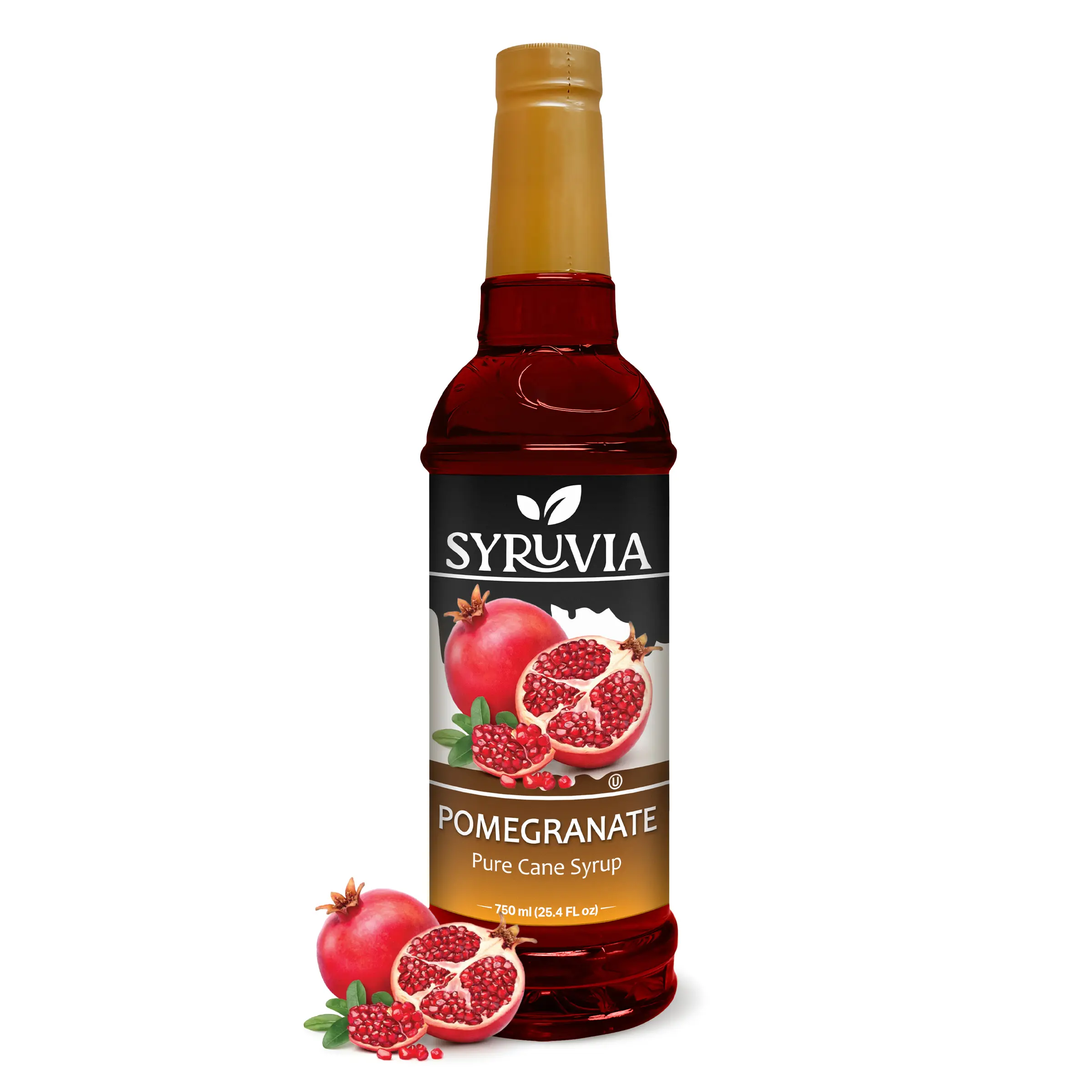 Syruvia Pomegranate Syrup - Premium Flavoring for Tea, Italian Sodas, Desserts, Ice Cream, Cocktails & Mocktails - Kosher, Gluten Free - 25.4 fl oz. Sweet Sugar