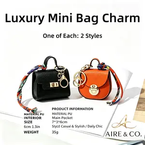 2-Piece Luxury Mini Bag Charm Keychain, One of Each Style – PU Leather Purse Pendant for Women, Cute Handbag Accessory Set outdoorfun