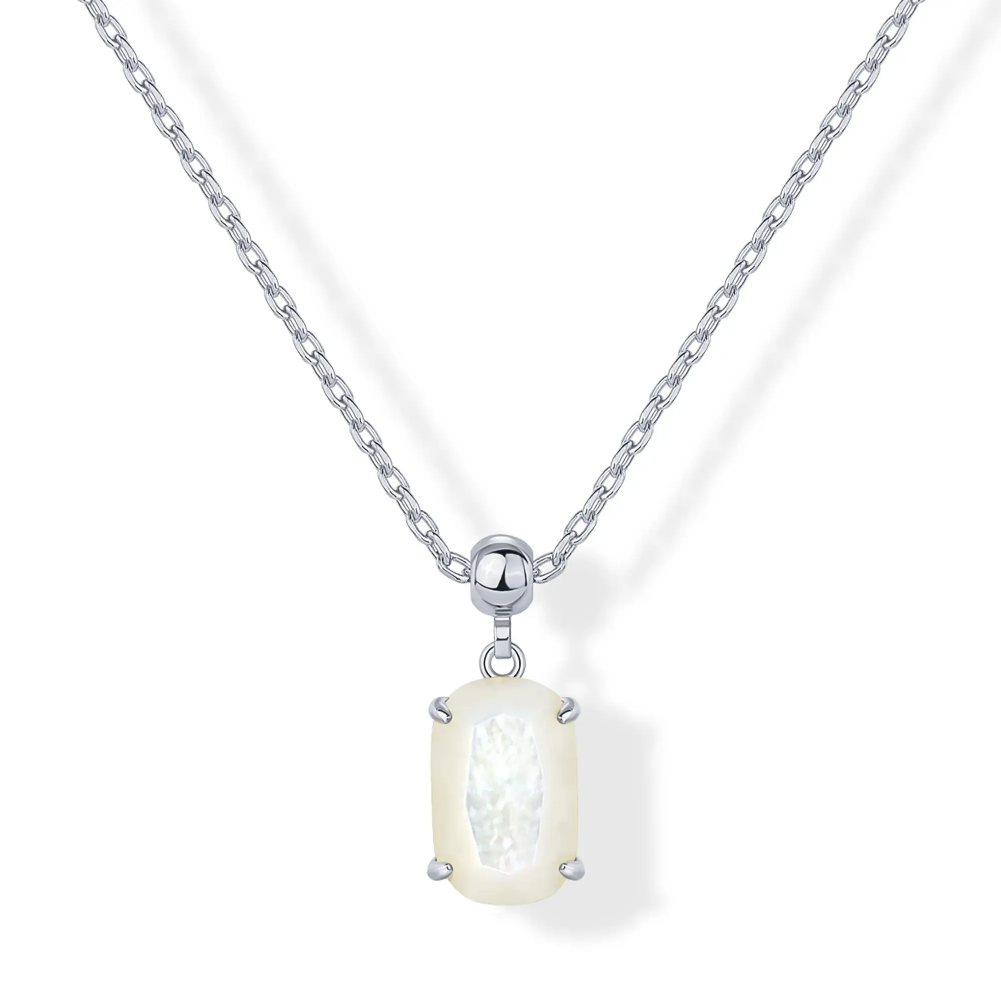 Faceted Mother of Pearl - White Gold