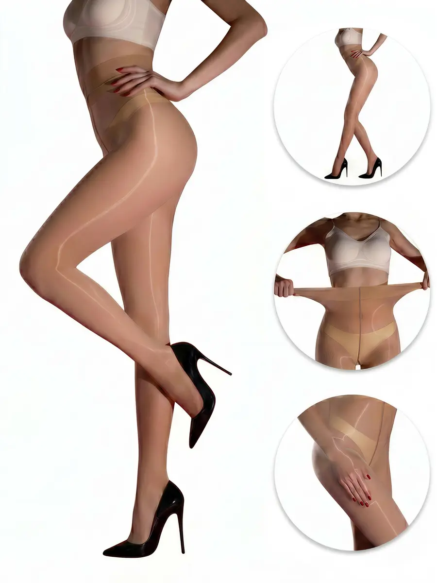 (BUY 4 GET 2 FREE) Laseta Oil Shiny Tights for Women High Waist Control Top Pantyhose Silky Sheer Hosiery for Office & Party Fit Everyday