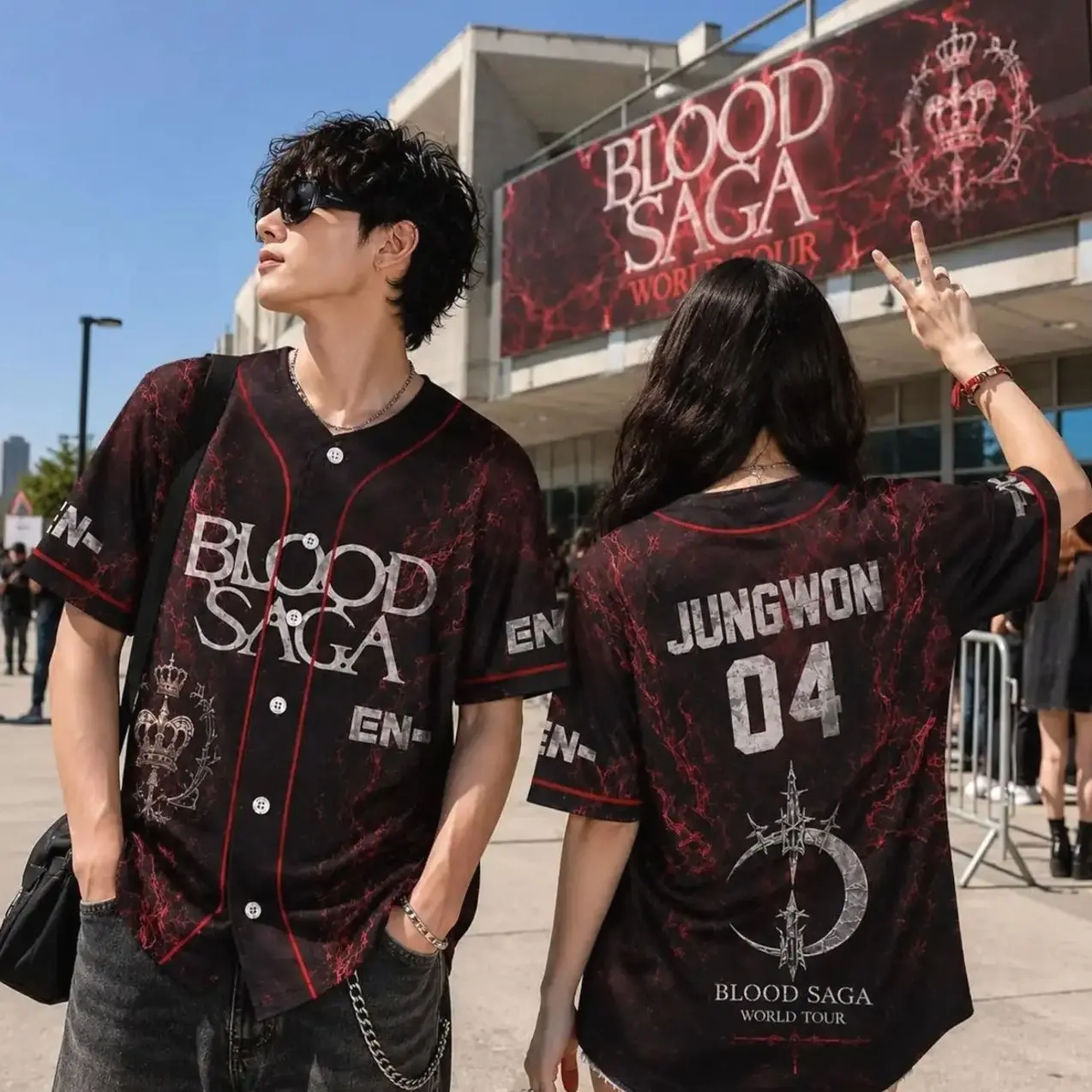 Kpop Boy Band Concert Baseball Jersey, Custom Engene World Tour Inspired Crop Top, Oversized Y2K Streetwear Music Fan Outfit