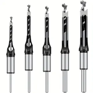 5pcs High-Speed Steel Square Hole Drill Bit Set For Woodworking - Durable, Sharp Mortising Chisel Bits In 5 Sizes (1/4", 5/16", 3/8", 1/2", 9/16") Wood Bits For Drill Long Drill Bits For Wood Tool Accessories