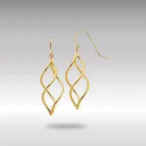 14K Gold Twisted Dangle Earrings Model-TL431