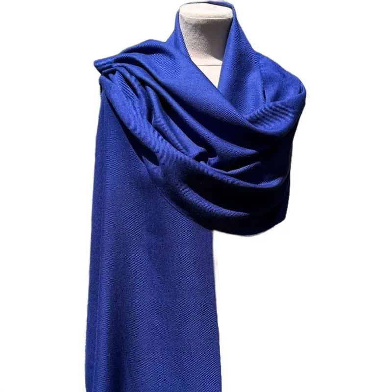 Royal Blue Handwoven Shawl — Cashmere/Silk Blend