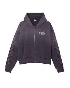 CRYSTAL CACTUS ZIP HOODIE - VINTAGE BLACK