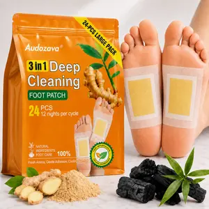 Ginger Foot Patches (24 Count) - 3-in-1 Overnight Deep Cleansing Pads for Self Care