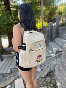 Mushroom Embroidery Backpack, School Backpack, Travel Backpack, Himalayan Hemp Bag, Festival Backpack, Laptop Bag