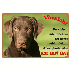 Labrador Retriever Metal Warning Sign 8x12 Inch Iron Art Dog Decor Available in Multiple Colors