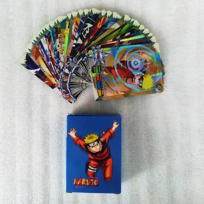 50 Pcs  Premium Holographic Anime Cards – Demon Slayer, Dragon Ball & Boruto Trading Card Collection