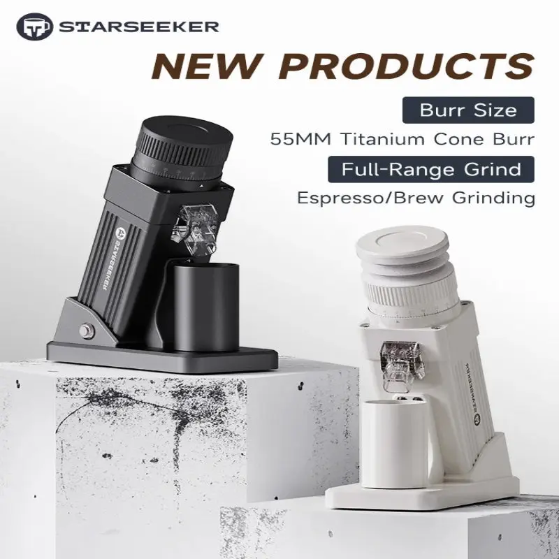 STARSEEKER E55Pro Titanium Burr Coffee Grinder, Conical Shape, Full-Range Grind for Household Kitchen Coffee & Tea Preparation