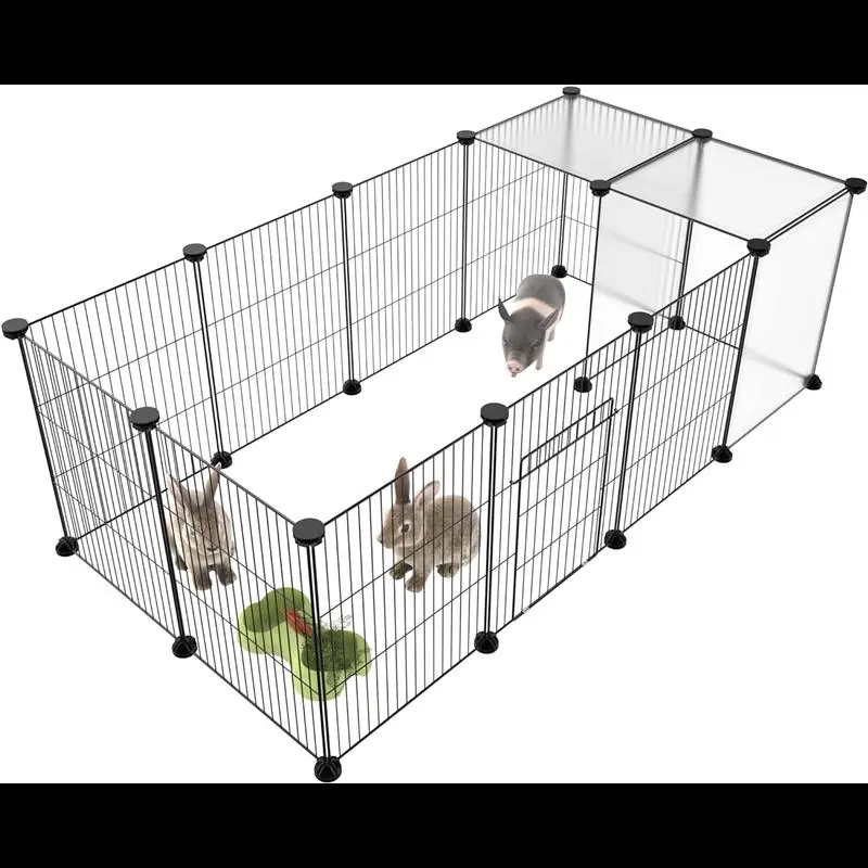 DIY Wire Pet Playpen with Door, Portable Yard Fence for Indoor/Outdoor Use, 48"x24"x16"
