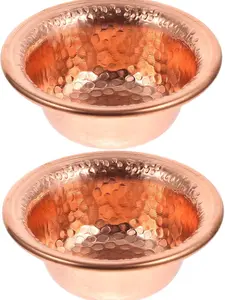 2 Pcs Copper Buddhist Offering Bowls, Hammered Holy Water Cups for Meditation, Altar Decor, Incense & Crystal Display
