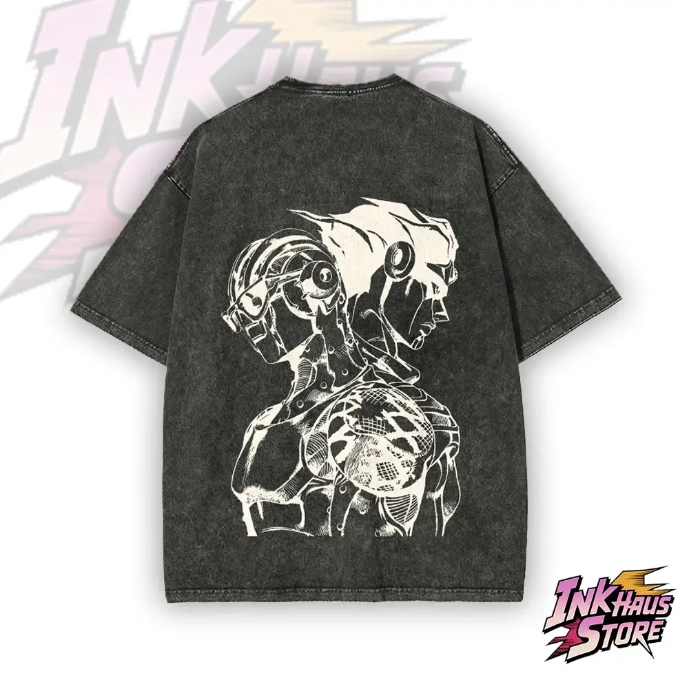 Stand Acid wash tee Star Platinum × Stone Free Graphic JoJo's Bizarre Adventure Vintage Casual Streetwear Gym Thirt