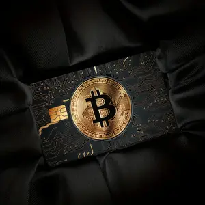 2pcs Bitcoin Pattern Stickers, Decal Sticker, Black and Golden, Tech-Inspired Circuit Board, Durable Privacy Stickers, PVC Material, Suitable for Credit Cards, Debit Cards, Keys, Protect Bank Cards, Ideal for Party