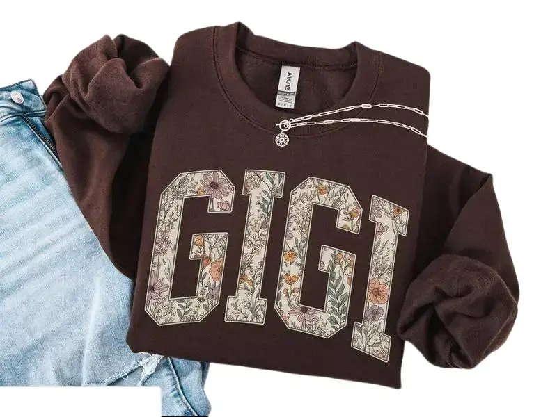 Gigi Sweatshirt & Tshirt, Gigi Crewneck, Gigi Sweater, New Gigi Shirt Gift, Floral Gigi Sweatshirt