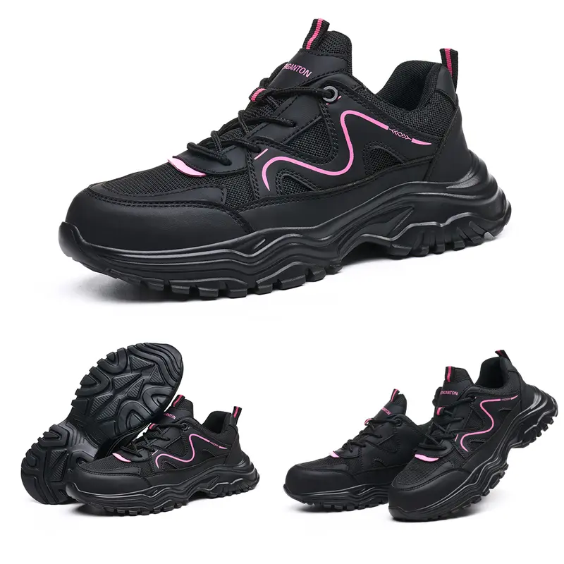 Shenganton Women's Closed Steel Toe Sneakers - Chic, All Seasons, Colorblock, Holiday Lace-Up Worker Footwear, Kevlar Anti-Smash, Anti-Penetration, EVA Soft Air Cushion Sole, Lightweight Breathable Upper, Wedge Work Safety Shoes