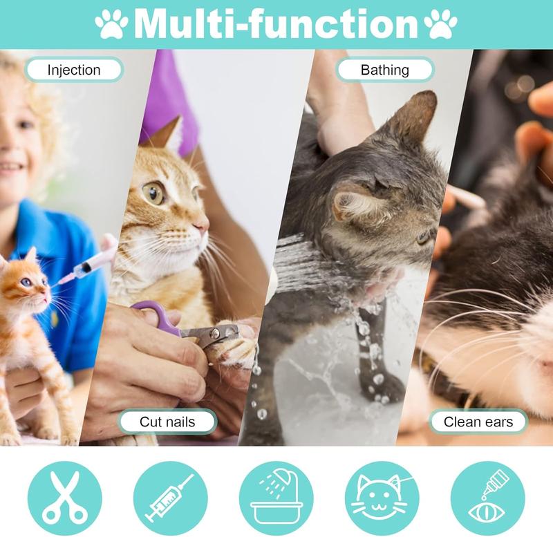 Cat Bathing Grooming Bag - Multifunctional Adjustable Breathable Restraint Shower Bag with Anti-Bite and Anti-Scratch Features in Green （Not exceeding 15.5 lb）