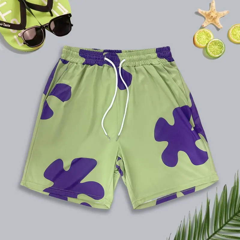 Men's Graphic Print Swim Shorts, Casual Comfy Breathable Printed Trunks for Summer, Men's Swimwear for Beach Holiday Vacation, Board Shorts, Swimsuit Shorts