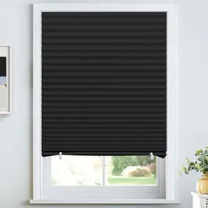 No No Lift Cut to Size Pleated Paper Blinds for Windows, Blackou Clip On Self Temporary Window Blinds for Home(48" W x 72" H x 6 Pack, Black)