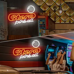 Stern Pinball Dimmable LED Neon Sign, Perfect for Wall Decoration, Pinball Machine Design, Suitable for Men's Bars, Caves, Game Rooms, Bars, Bedrooms, And More ()