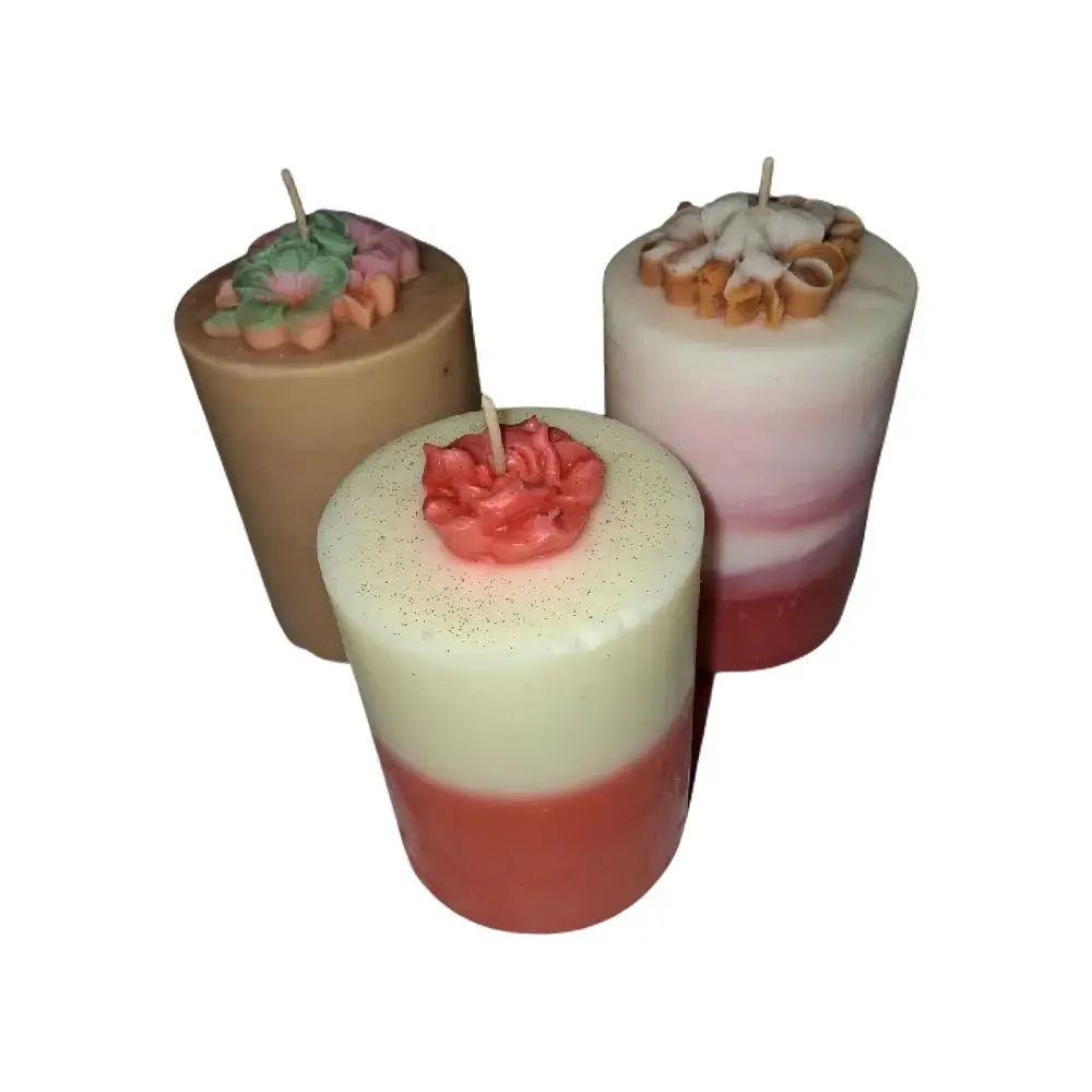 Pillar Scented Wax Candles - Elegant Home Decor Decoration, Long-Lasting Natural Fragrance, Soft Glow for Living Room Ambiance Gift, Freshener