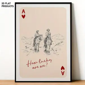 1pc Frameless 2D Flat How Lucky We Are Print, Vintage Red Ace of Spades Playing Card Poster, Heart Design, College Style Retro Art Print, Vintage Gallery Wall Canvas Painting Wall Decoration, Home Decor