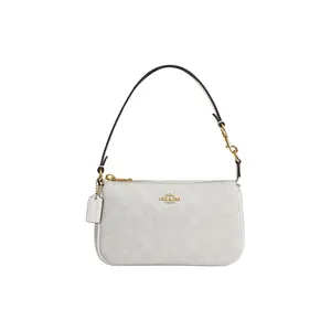 Coach Nolita 19 Retro Monogram Gold Logo Coated Canvas Crossbody Bag For Women In Chalk White