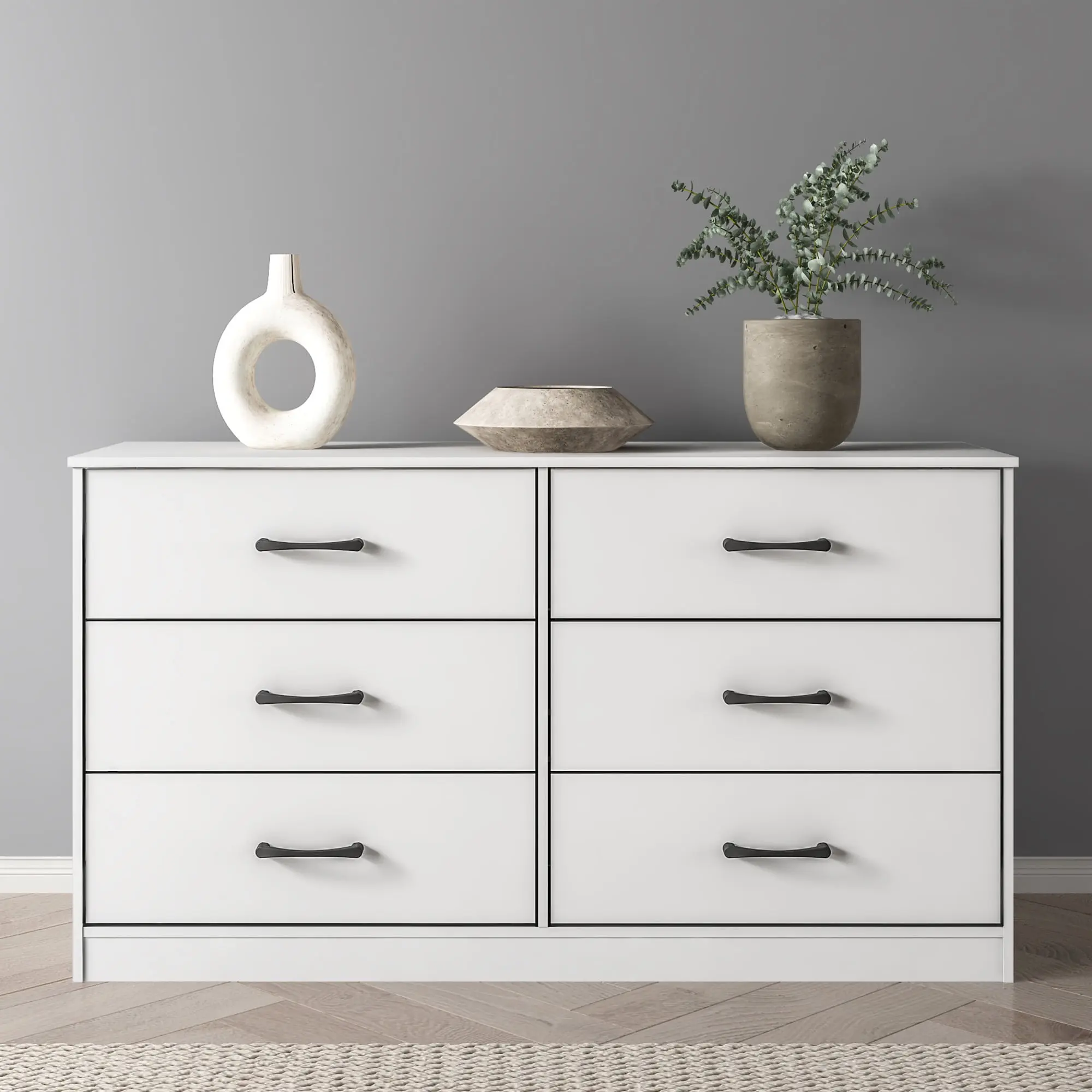 Mainstays Ardent 6 Drawer Dresser, 53.75" Wide, White