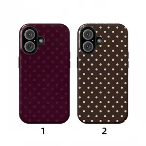 Burgundy Red and Brown Polka Dot Phone Case, suitable for iPhone 17, 16, 15, 14, 13, Pro max plus, smartphone case, shockproof, protective case, outer case, double-layer protective case