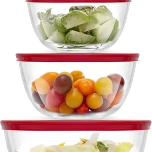 Kitchen Large Mixing Bowl Set - 8pc Glass with Lids Set – Neat Nesting/ Batter Bowl - Cooking Bowls - Storage Bowls with Lids and Big Salad Bowl with BPA-Free Lids