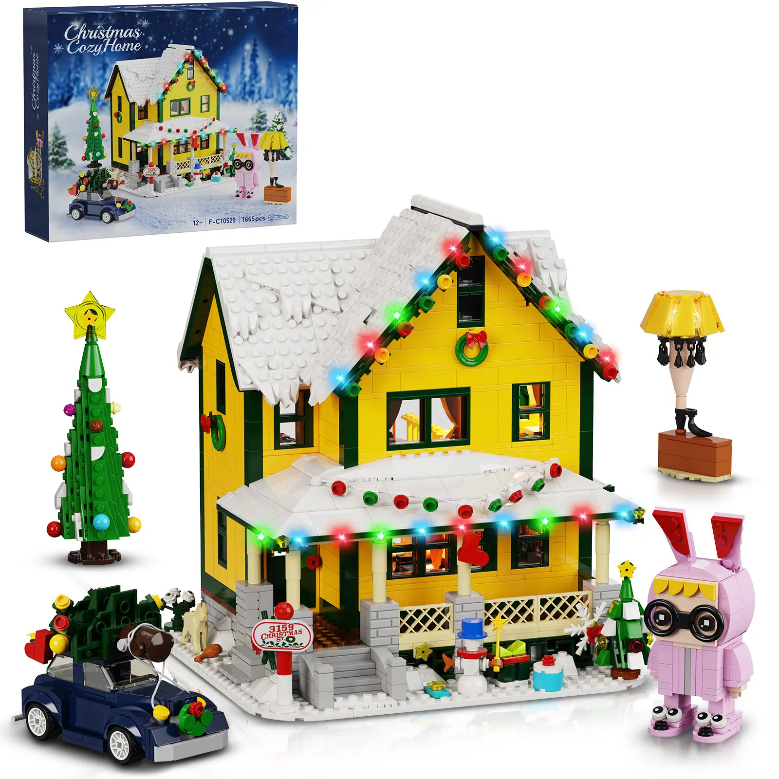 Christmas House Building Set with LED Light, Story Movie Snow Village House Building Kit Compatible with Lego, Christmas Prefect Gift for Movie Fans, Boys, Girls, Adults, Friends (1664 Pcs) tiktokshopbacktoschool